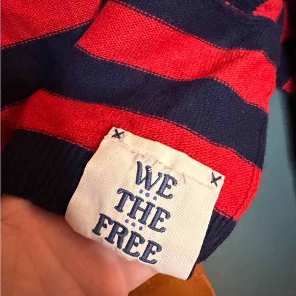 Free People We The Free Into The Blue Pullover Red Combo Medium Wool Blend New - Picture 6 of 11